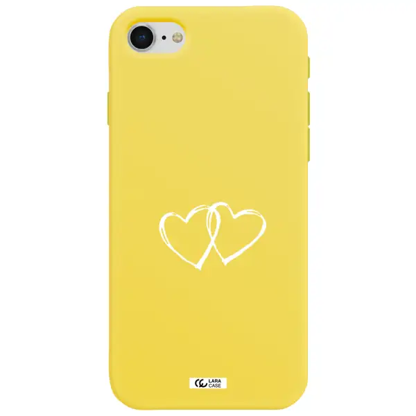 Heart Couple Apple iPhone se 2020 Silicone canary yellow Case