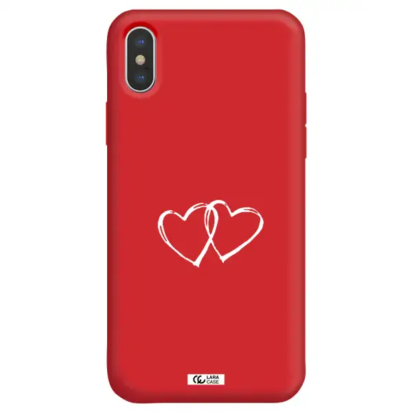 Heart Couple Apple iPhone X Silicone Imperial Red Case