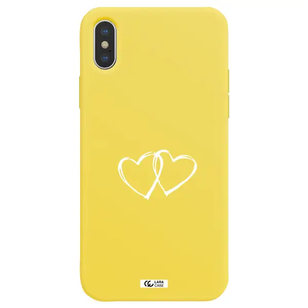 Heart Couple Apple iPhone XS max Silicone canary yellow Case