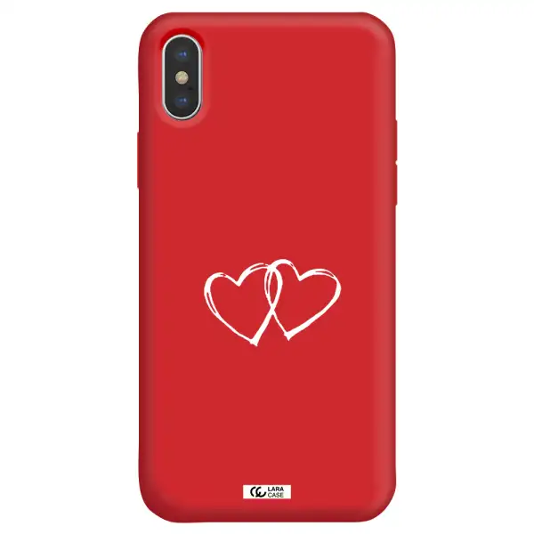 Heart Couple Apple iPhone XS Silicone Imperial Red Case