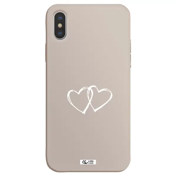 Heart Couple Apple iPhone XS Silicone Stone Case