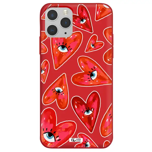 Evil Eye Heart Apple iPhone 11 pro max Silicone Imperial Red Case