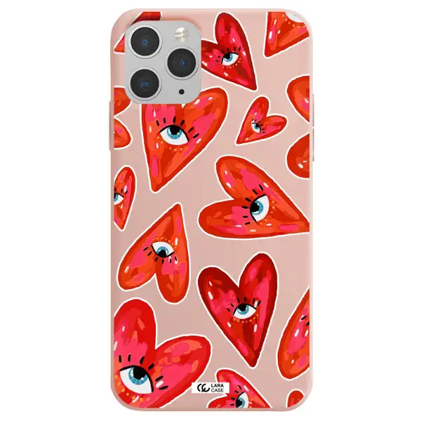 Evil Eye Heart Apple iPhone 11 pro max Silicone pastel pink Case