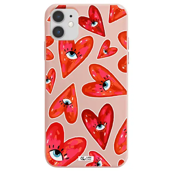 Evil Eye Heart Apple iPhone 11 Silicone pastel pink Case