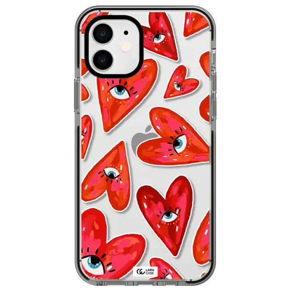 Evil Eye Heart Apple iPhone 12 impact black border Case