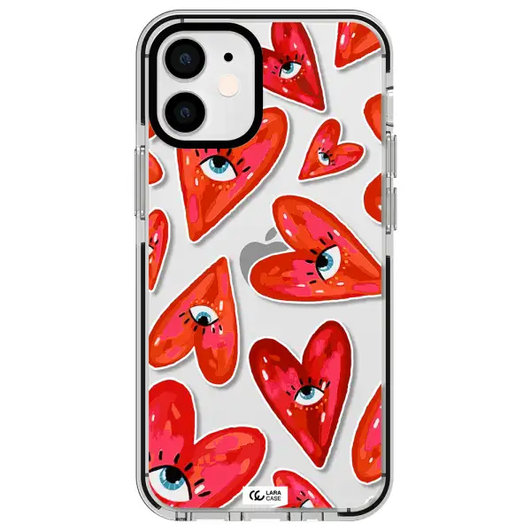 Evil Eye Heart Apple iPhone 12 mini impact black border Case