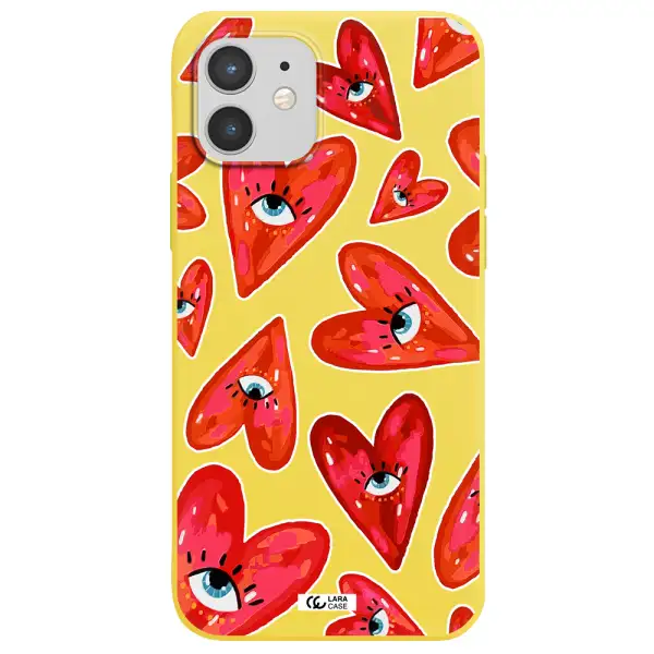 Evil Eye Heart Apple iPhone 12 mini Silicone canary yellow Case