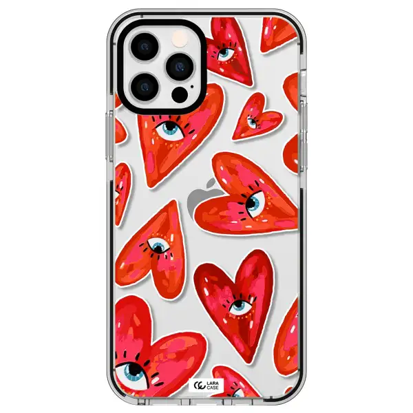 Evil Eye Heart Apple iPhone 12 pro impact black border Case