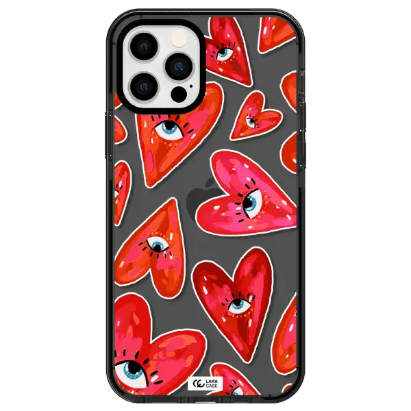 Evil Eye Heart Apple iPhone 12 pro impact Smoke Black Case