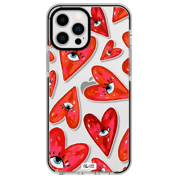 Evil Eye Heart Apple iPhone 12 pro max impact black border Case