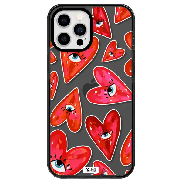 Evil Eye Heart Apple iPhone 12 pro max impact Smoke Black Case