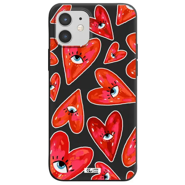 Evil Eye Heart Apple iPhone 12 Silicone black Case