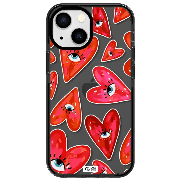 Evil Eye Heart Apple iPhone 13 mini impact Smoke Black Case