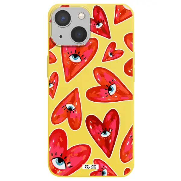 Evil Eye Heart Apple iPhone 13 mini Silicone canary yellow Case