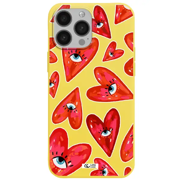 Evil Eye Heart Apple iPhone 13 Pro Max Silicone canary yellow Case