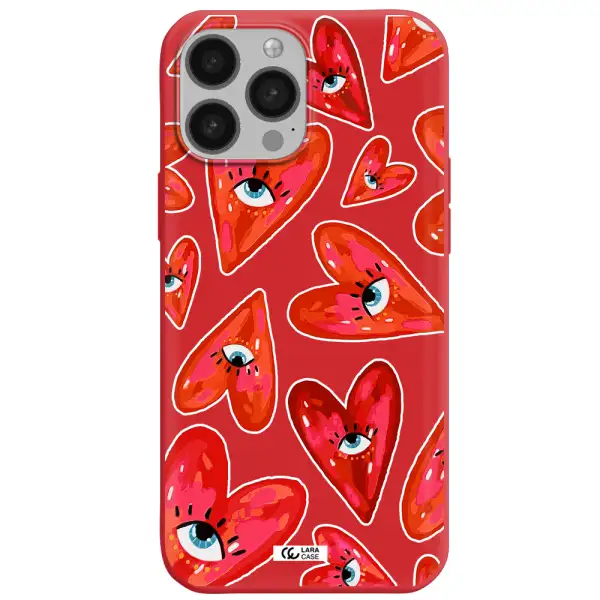 Evil Eye Heart Apple iPhone 13 Pro Silicone Imperial Red Case