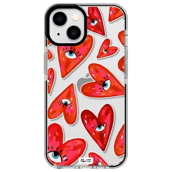 Evil Eye Heart Apple iPhone 14 impact black border Case
