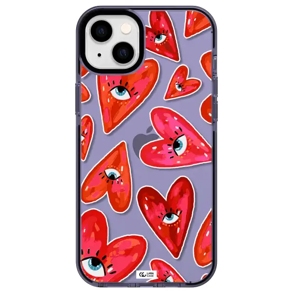 Evil Eye Heart Apple iPhone 14 plus impact Lilac Case