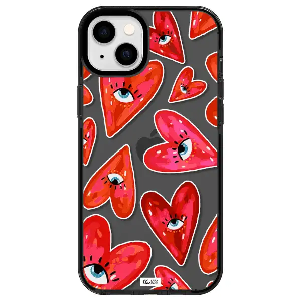 Evil Eye Heart Apple iPhone 14 plus impact Smoke Black Case