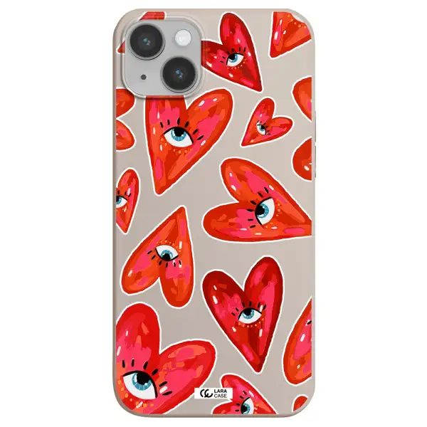 Evil Eye Heart Apple iPhone 14 plus Silicone Stone Case
