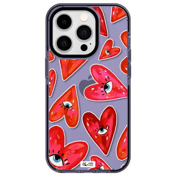 Evil Eye Heart Apple iPhone 14 pro impact Lilac Case