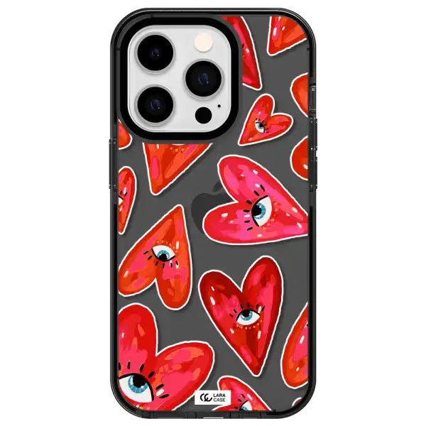 Evil Eye Heart Apple iPhone 14 pro impact Smoke Black Case