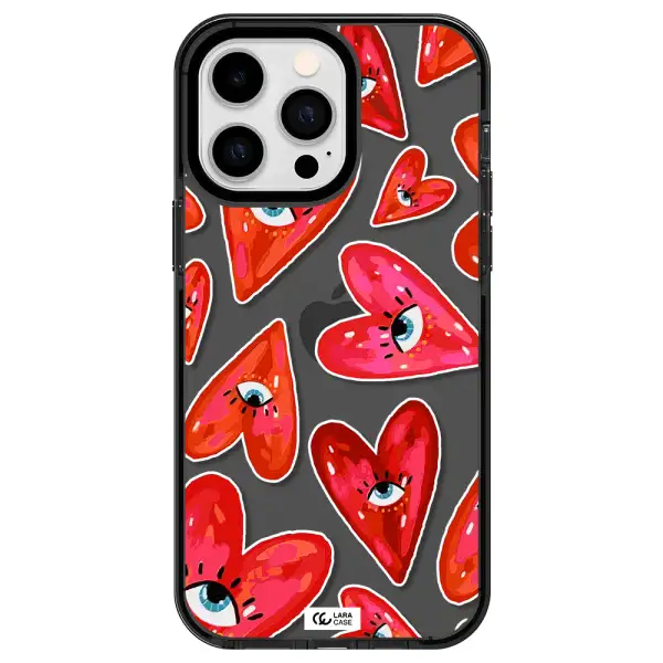Evil Eye Heart Apple iPhone 14 pro max impact Smoke Black Case