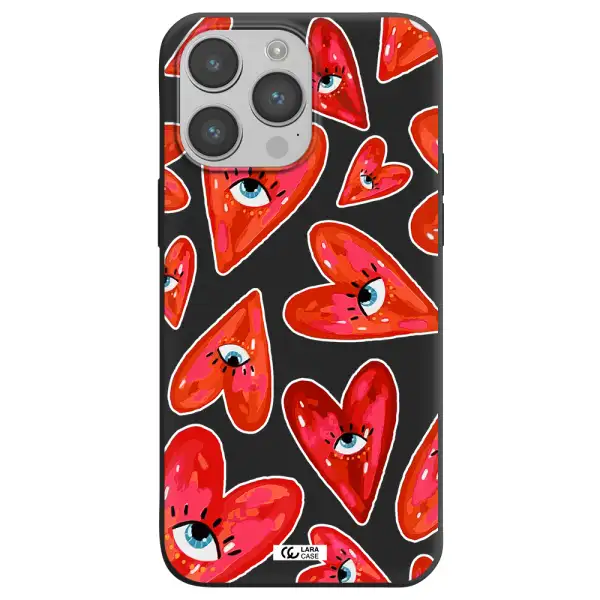 Evil Eye Heart Apple iPhone 14 pro max Silicone black Case