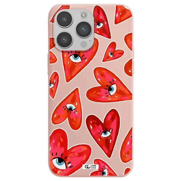 Evil Eye Heart Apple iPhone 14 pro Silicone pastel pink Case