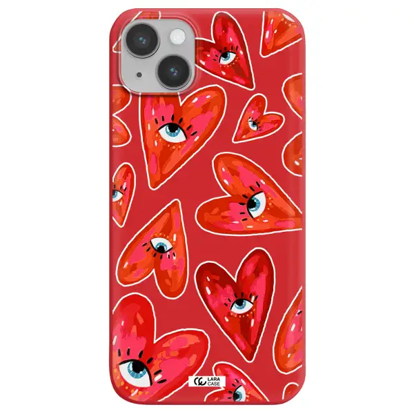 Evil Eye Heart Apple iPhone 14 Silicone Imperial Red Case