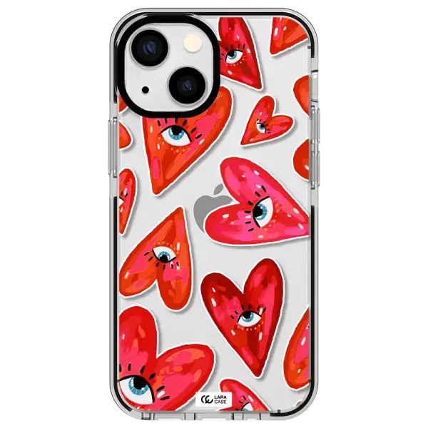 Evil Eye Heart Apple iPhone 15 impact black border Case