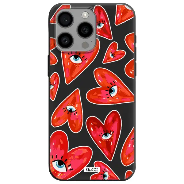 Evil Eye Heart Apple Iphone 15 Pro max Silicone black Case