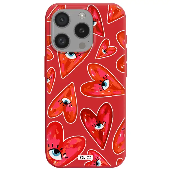 Evil Eye Heart Apple Iphone 15 Pro Silicone Imperial Red Case