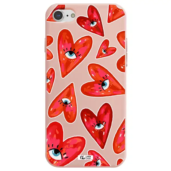 Evil Eye Heart Apple iPhone 7 Silicone pastel pink Case
