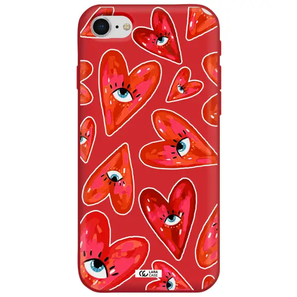 Evil Eye Heart Apple iPhone se 2020 Silicone Imperial Red Case