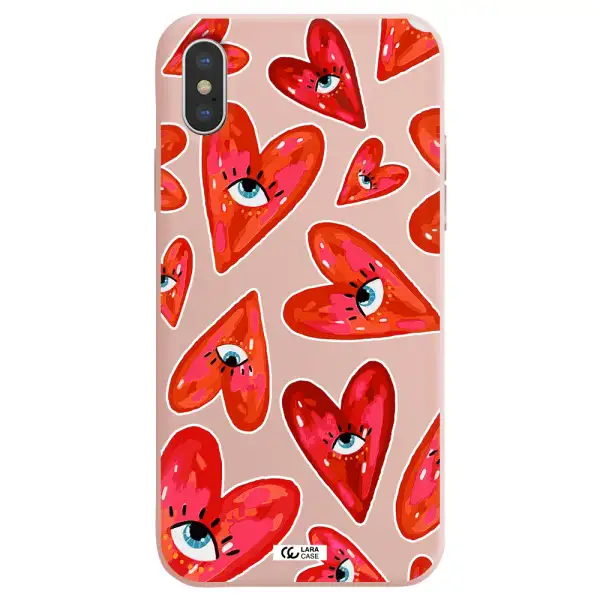 Evil Eye Heart Apple iPhone X Silicone pastel pink Case