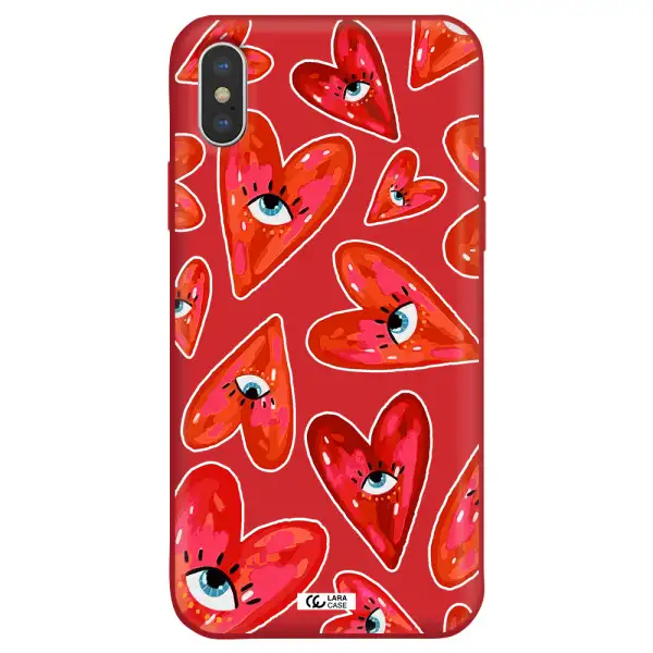 Evil Eye Heart Apple iPhone XS max Silicone Imperial Red Case
