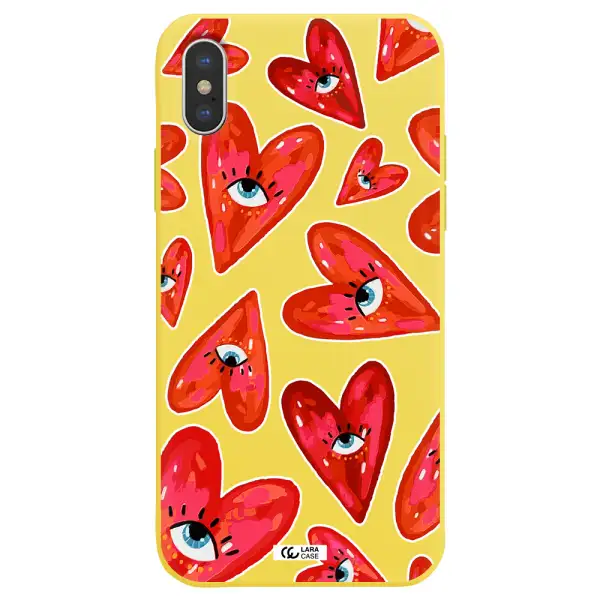 Evil Eye Heart Apple iPhone XS Silicone canary yellow Case