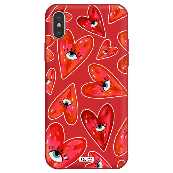 Evil Eye Heart Apple iPhone XS Silicone Imperial Red Case
