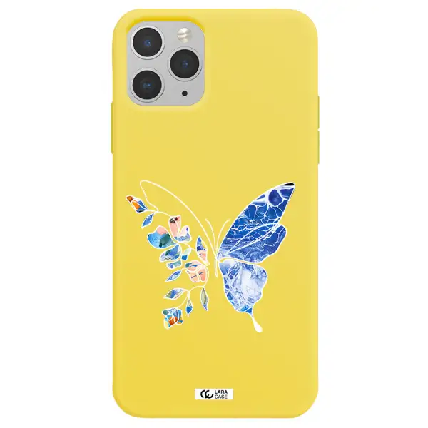 Line Butterfly Apple iPhone 11 pro max Silicone canary yellow Case