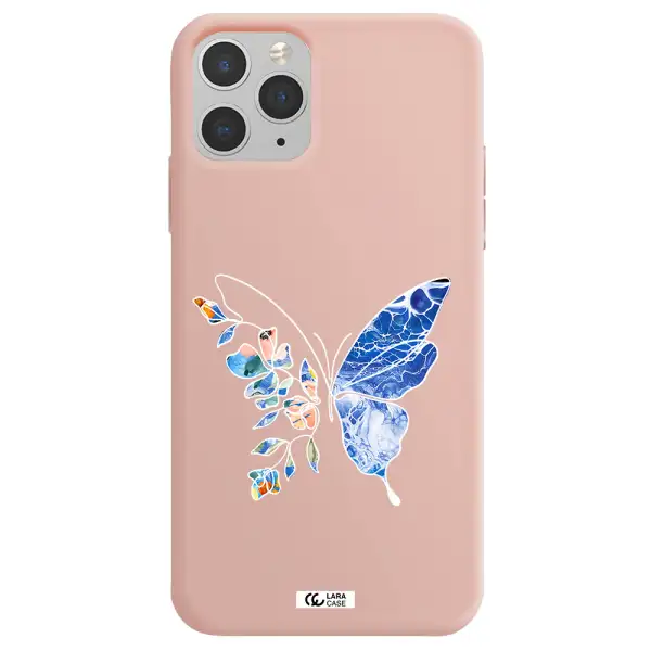 Line Butterfly Apple iPhone 11 pro Silicone pastel pink Case