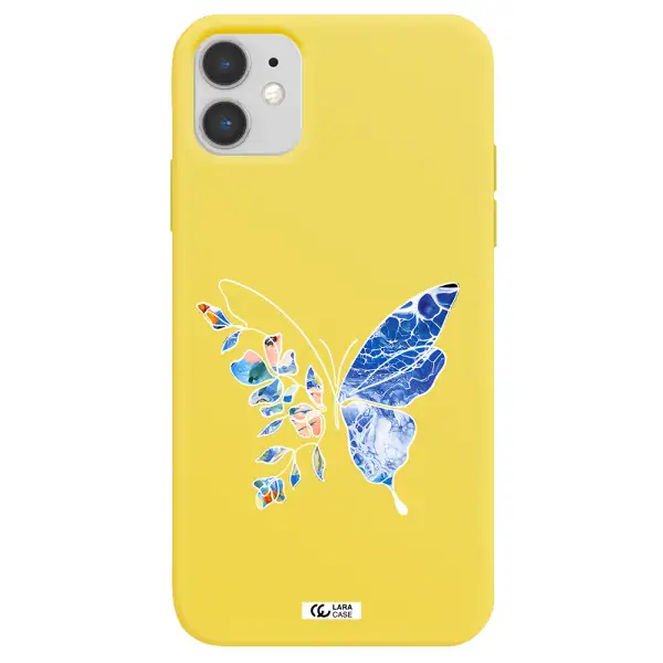 Line Butterfly Apple iPhone 11 Silicone canary yellow Case