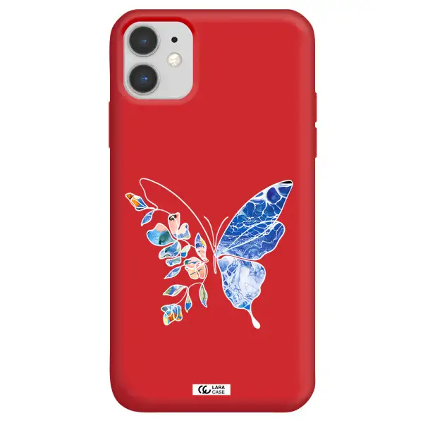 Line Butterfly Apple iPhone 11 Silicone Imperial Red Case