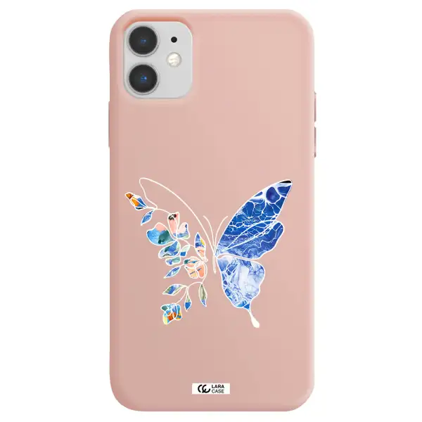 Line Butterfly Apple iPhone 11 Silicone pastel pink Case