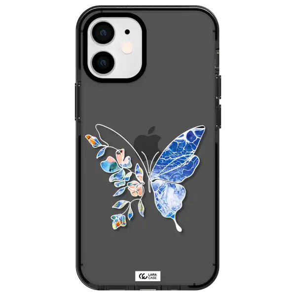 Line Butterfly Apple iPhone 12 mini impact Smoke Black Case