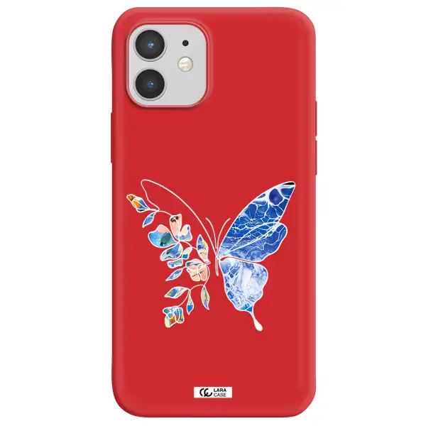 Line Butterfly Apple iPhone 12 mini Silicone Imperial Red Case