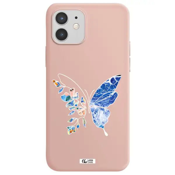 Line Butterfly Apple iPhone 12 mini Silicone pastel pink Case