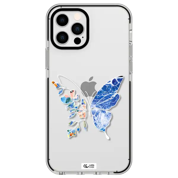 Line Butterfly Apple iPhone 12 pro impact black border Case
