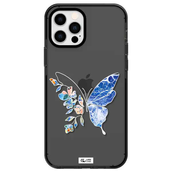 Line Butterfly Apple iPhone 12 pro impact Smoke Black Case