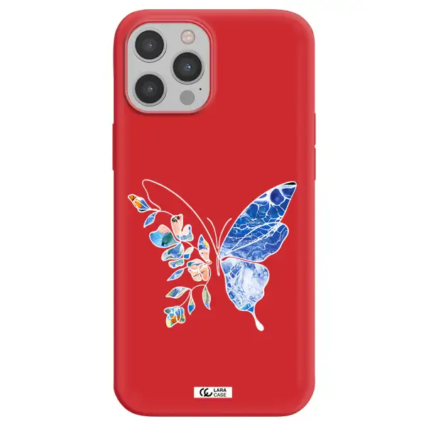Line Butterfly Apple iPhone 12 pro max Silicone Imperial Red Case
